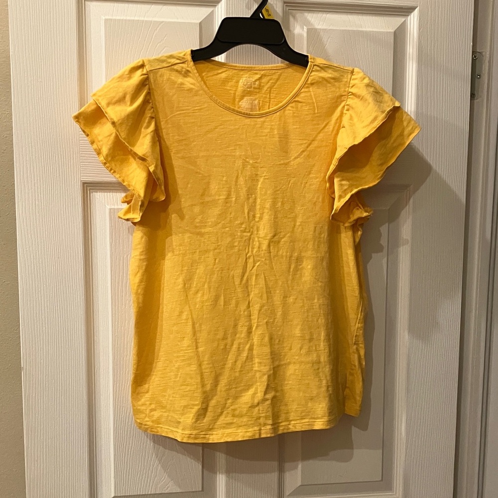 St. John's Bay Sunny Yellow Ruffle Sleeve Tee
